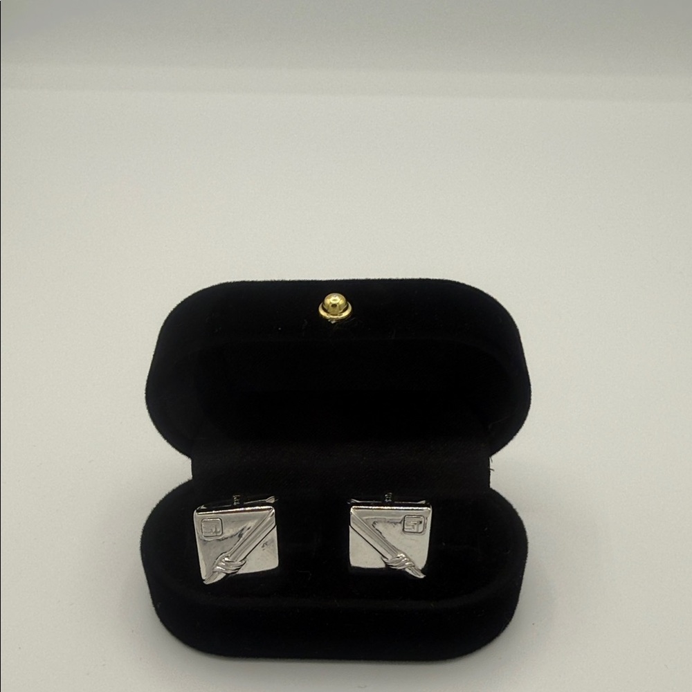 Guy Laroche Silver tone Geometric Cufflinks